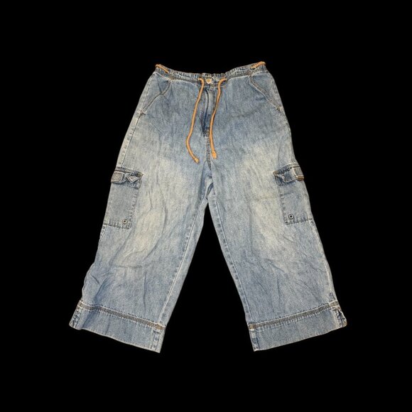 Vintage Bobbie Brooks 100% cotton cropped cargo jeans size 10 - Picture 1 of 5